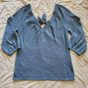 I ❤️ Robinson Vintage Y2K Blue Sweater Off Shoulder Women Sz M Boho Cottage
